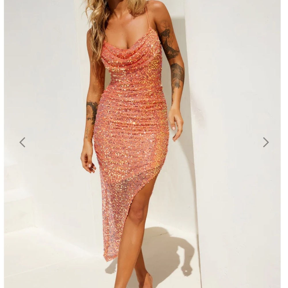 Saige + Paige midi dress -Orange XTRA Small XS NWT HOCO